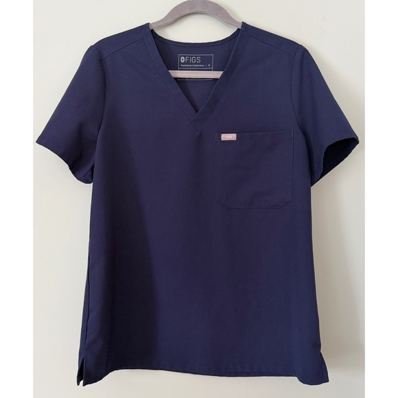 Figs Catarina One-Pocket Short Sleeve V-Neck Scrub Top Shirt Navy Blue Medium - Picture 3 of 8